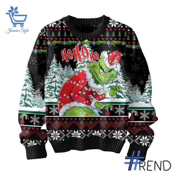 The Grinch Ho Ho Ho Christmas Sweater brings a fresh edge to your everyday outfit.