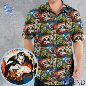 The latest design trend captured perfectly in 1 The Horror Dracula Frankenstein The Monster Hawaiian Shirt.
