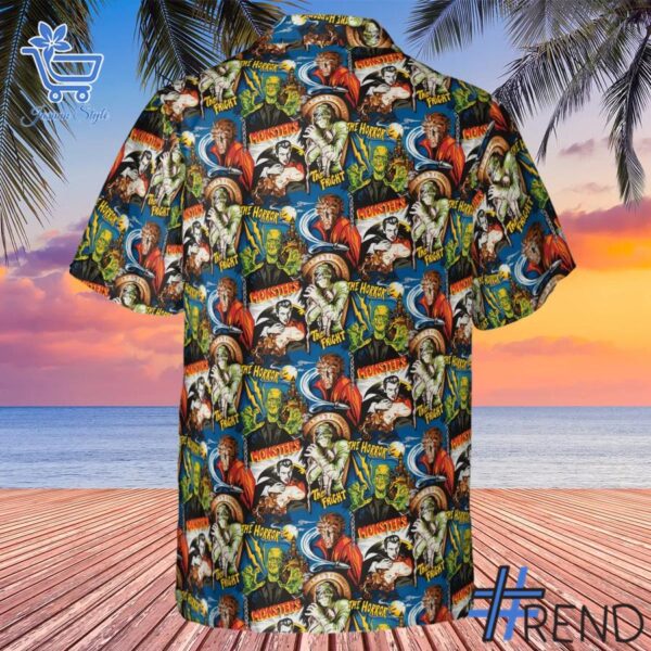 The latest design trend captured perfectly in 2 The Horror Dracula Frankenstein The Monster Hawaiian Shirt.