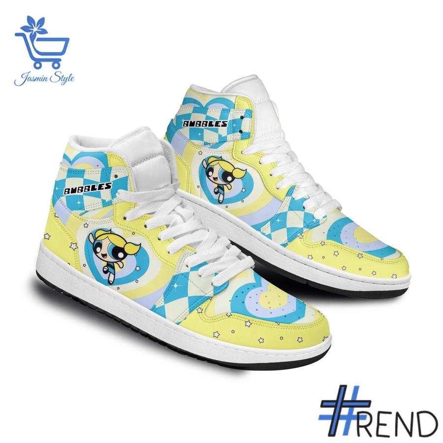 Sleek 2 The Powerpuff Girls Bubbles Air Jordan 1 that complements both casual and streetwear styles.