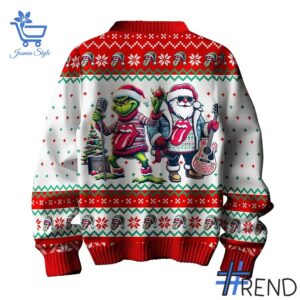 Sleek 2 The Rolling Stones Grinch Santa Christmas Sweater that complements both casual and streetwear styles.
