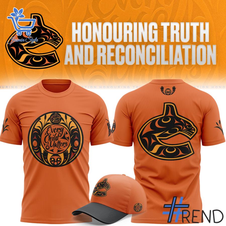 Sleek 4 Vancouver Canucks x 2025 Truth And Reconciliation Day Hoodie that complements both casual and streetwear styles.