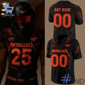 The latest design trend captured perfectly in 1 Virginia Tech Football Metallica Football Jersey.