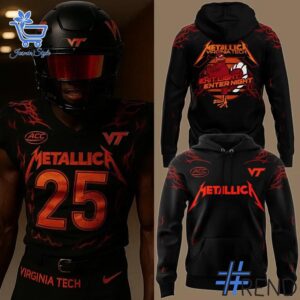 Premium quality and sleek design of Virginia Tech Football Metallica Hoodie.