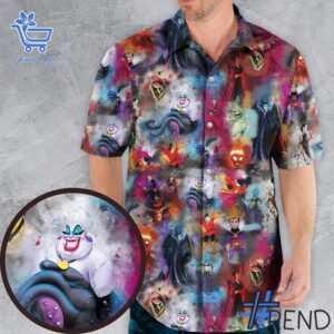Premium quality and sleek design of Watercolor Villains Disney Hawaiian Shirt.
