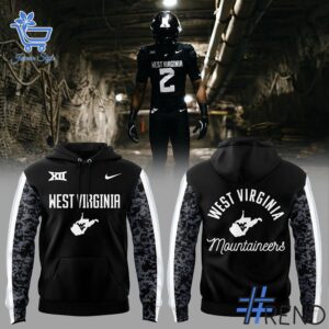 Sleek 1 West Virginia Football Charcoal Black Suit 2025 Hoodie with bold design accents and flawless fit.