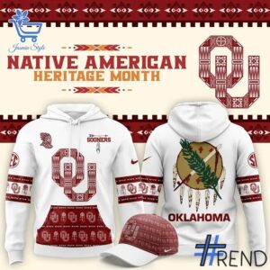 Eye-catching 1 White Oklahoma Football 2025 Native American Heritage Month Hoodie designed to upgrade your everyday outfit.