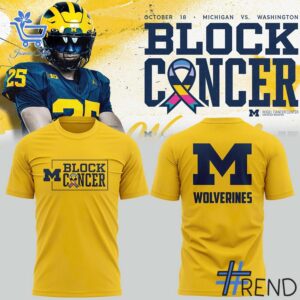 Unique 1 2025 Block Cancer Michigan Football T Shirt with creative flair and lasting comfort.