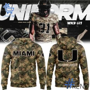 Unique 1 2025 Military Appreciation Miami Hurricanes Football Hoodie with creative flair and lasting comfort.