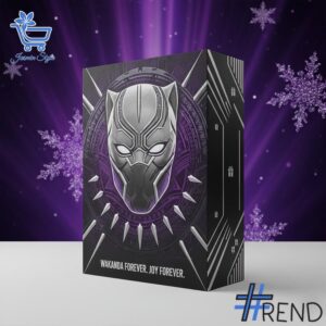 Festive 2 Black Panther Wakanda Forever Advent Calendar 2025 featuring a calendar box and 24 acrylic Christmas ornaments.