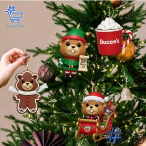 Festive 3 Buc ee's Christmas Advent Calendar 2025 featuring a calendar box and 24 acrylic Christmas ornaments.