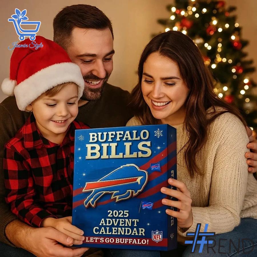 Festive 2 Buffalo Bills Advent Calendar 2025 featuring a calendar box and 24 acrylic Christmas ornaments.