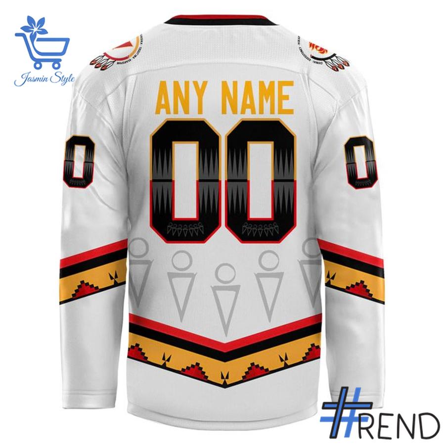 Unique 3 Calgary Wranglers 2025 Indigenous Night Hockey Jersey with creative flair and lasting comfort.
