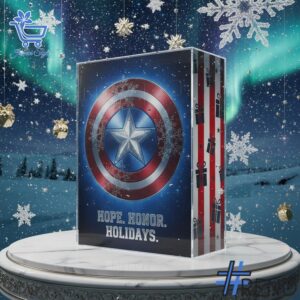 Festive 2 Captain America Advent Calendar 2025 featuring a calendar box and 24 acrylic Christmas ornaments.