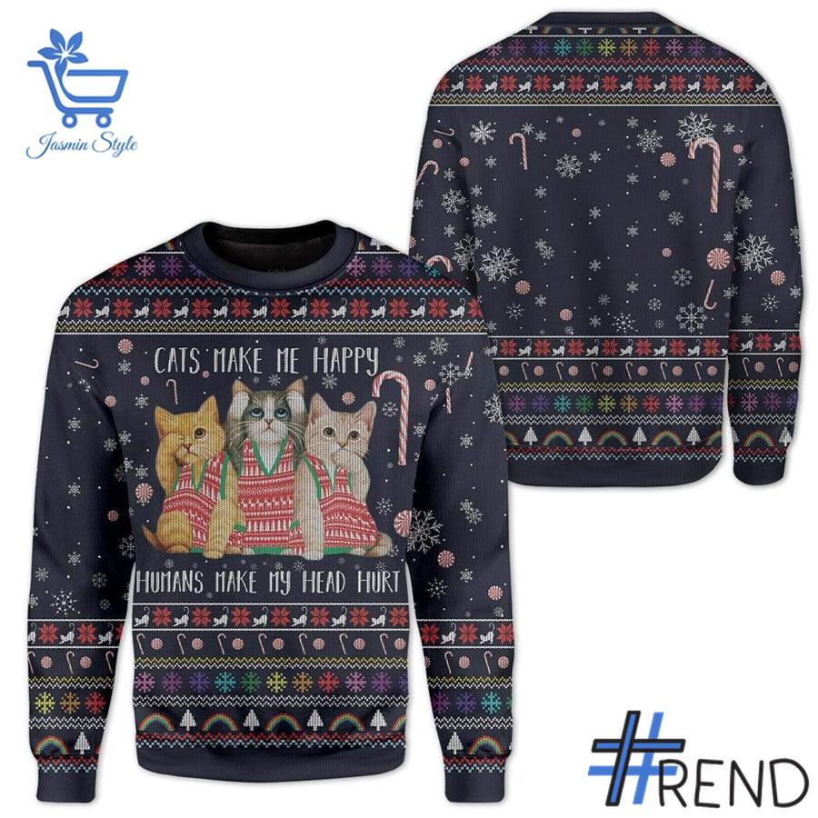 1 Cat Make Me Happy Christmas Sweater apparel showcasing premium design and modern streetwear style.