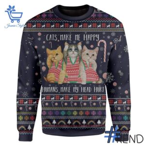 2 Cat Make Me Happy Christmas Sweater apparel showcasing premium design and modern streetwear style.