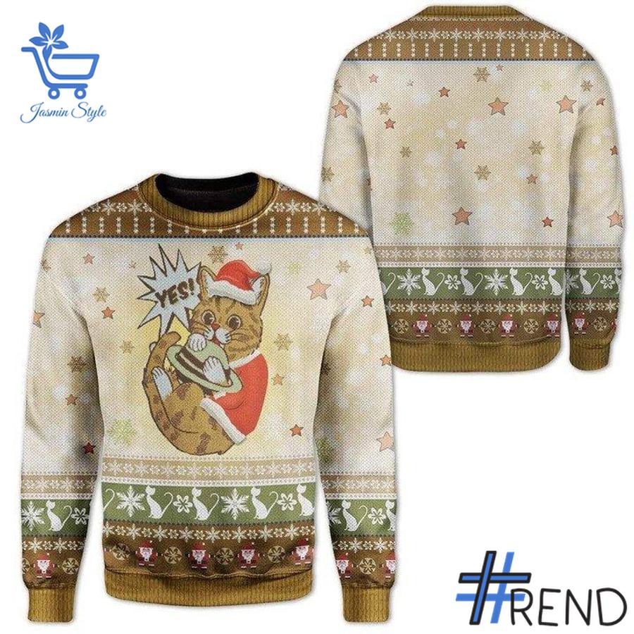 Unique 1 Cat Yes Christmas Sweater with creative flair and lasting comfort.