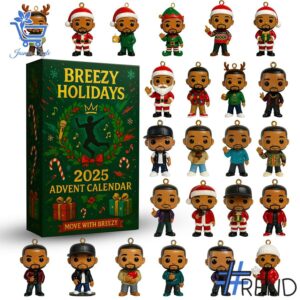 Festive 1 Chris Brown Christmas Advent Calendar 2025 featuring a calendar box and 24 acrylic Christmas ornaments.
