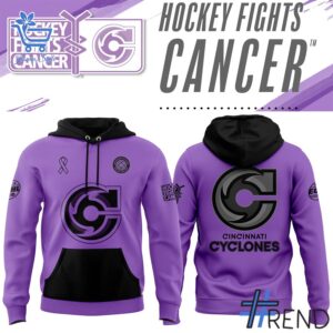 Sleek 1 Cincinnati Cyclones 2025 Hockey Fight Cancer Hoodie with bold design accents and flawless fit.