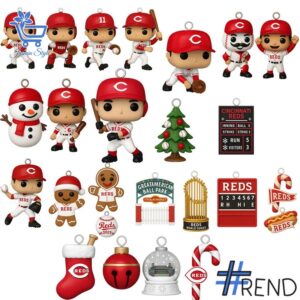 Festive 2 Cincinnati Reds 50th Anniversary Advent Calendar 2025 featuring a calendar box and 24 acrylic Christmas ornaments.