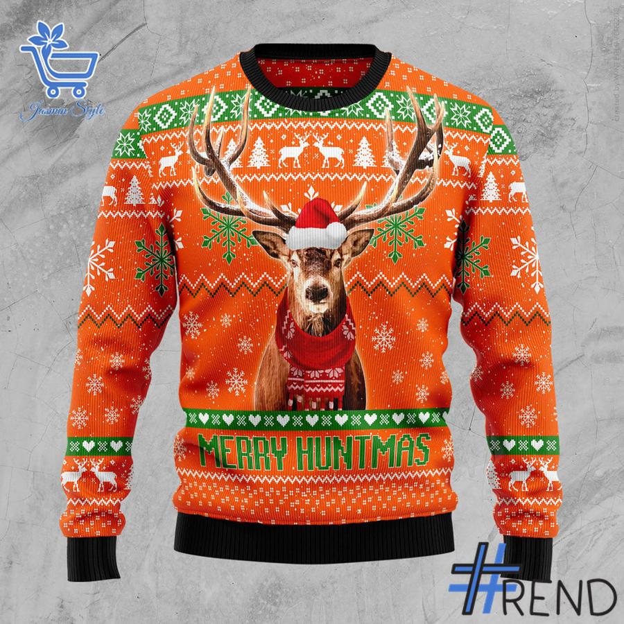 Unique 1 Deer Merry Huntmas Hunting Christmas Sweater with creative flair and lasting comfort.