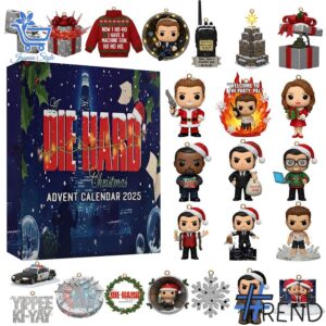 Holiday 1 Die Hard Christmas Advent Calendar 2025 with premium acrylic ornaments.