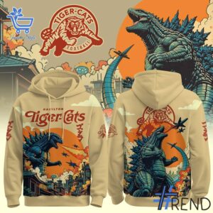 1 Hamilton Tiger Cats Godzilla 2025 Hoodie apparel showcasing premium design and modern streetwear style.