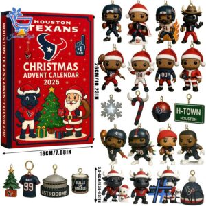 Holiday 1 Houston Texans Christmas Advent Calendar 2025 with premium acrylic ornaments.