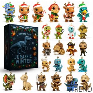 Holiday 1 Jurassic World Advent Calendar 2025 with premium acrylic ornaments.