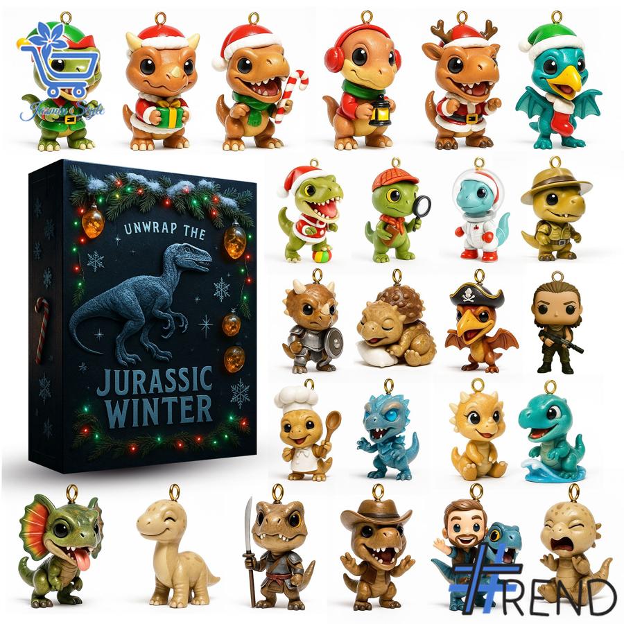 Holiday 1 Jurassic World Advent Calendar 2025 with premium acrylic ornaments.