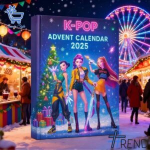 Festive 2 KPop Demon Hunters Advent Calendar 2025 featuring a calendar box and 24 acrylic Christmas ornaments.