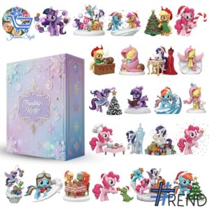 Festive Little Toy Pony Friendship s Winter Advent Calendar 2025 1 jpg featuring a calendar box and 24 acrylic Christmas ornaments.