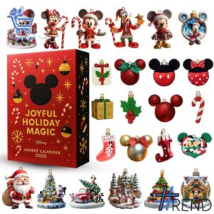 Holiday 1 Mickey Mouse Christmas Advent Calendar 2025 with premium acrylic ornaments.