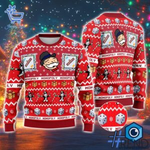 2 Monopoly Board Game Christmas Ugly Sweater featuring a creative design and premium craftsmanship.