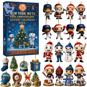 Holiday 1 New York Mets 63rd Anniversary Advent Calendar 2025 with premium acrylic ornaments.