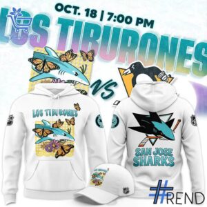 Sleek 1 San Jose Sharks 2025 Los Tiburones Night Hoodie with bold design accents and flawless fit.