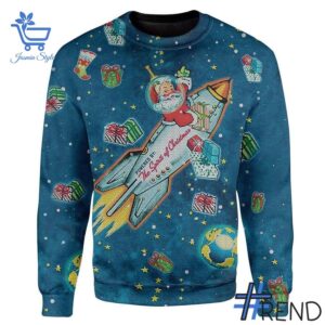 2 Santa Claus outer space Christmas Sweater featuring a creative design and premium craftsmanship.