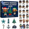 Festive 1 Seattle Mariners Christmas Advent Calendar 2025 featuring a calendar box and 24 acrylic Christmas ornaments.