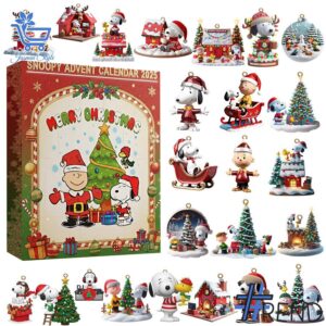 Holiday 1 Snoopy Peanuts Christmas Advent Calendar 2025 with premium acrylic ornaments.