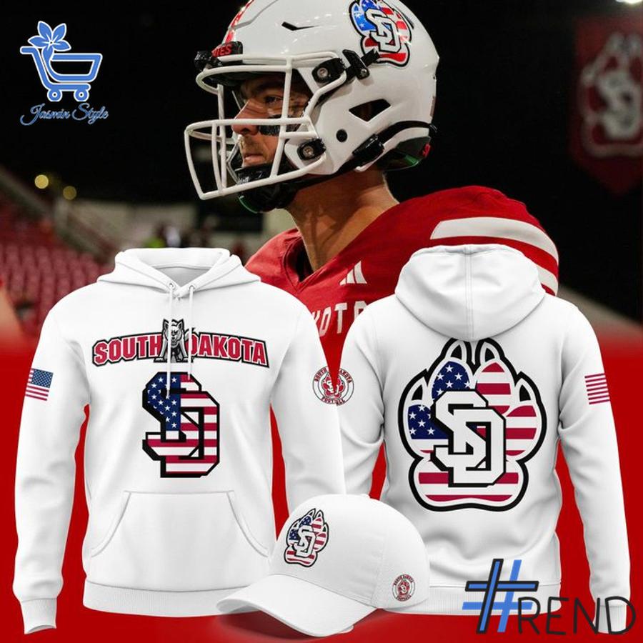 Sleek 1 South Dakota Football 2025 Military Appreciation Day Hoodie with bold design accents and flawless fit.