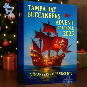 Festive 2 Tampa Bay Buccaneers Advent Calendar 2025 featuring a calendar box and 24 acrylic Christmas ornaments.