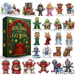 Festive 1 The Muppets Christmas Advent Calendar 2025 featuring a calendar box and 24 acrylic Christmas ornaments.