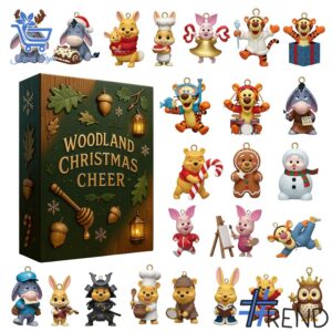 Holiday 1 Winnie the Pooh Advent Calendar 2025 with premium acrylic ornaments.