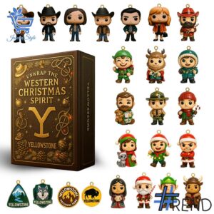 Holiday 1 Yellowstone Christmas Advent Calendar 2025 with premium acrylic ornaments.